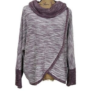 Calvin Klein Womens Oversized Top Purple Cowl Neck Long Sleeve Pullover Size S
